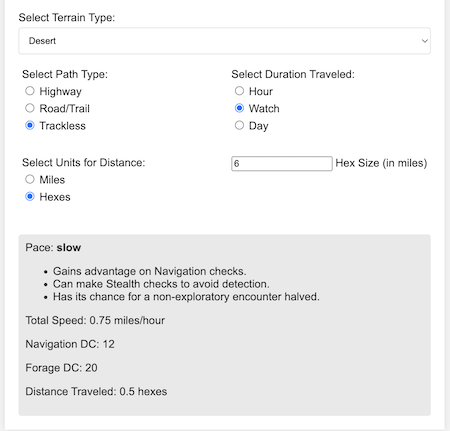 Wilderness Travel Calculator