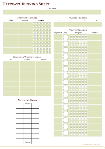 Hexcrawl Running Sheet